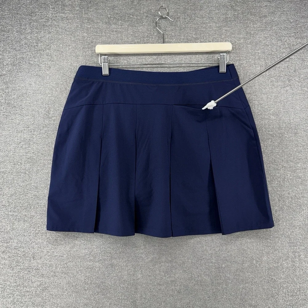 RLX Ralph Lauren Golf Skort Women Large Navy Blue Pleated Back Tennis NEW $128